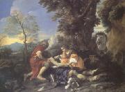 MOLA, Pier Francesco Herminia and Vafrino Tending the Wounded Tancred (mk05) oil on canvas